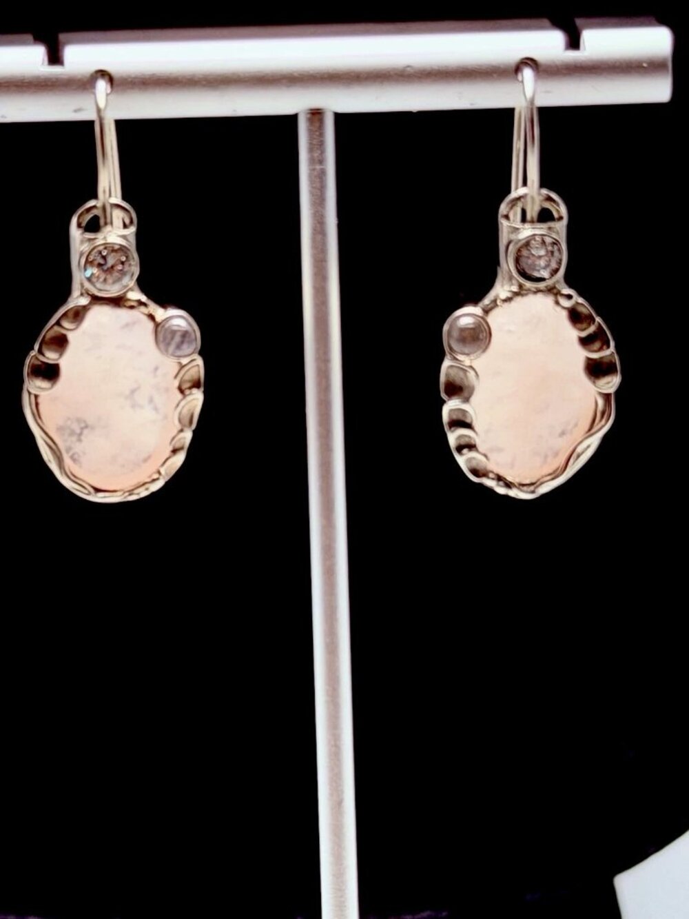 Silpada Sterling Silver Rose Quartz Dangle Earrings 8 Grams 1.5”